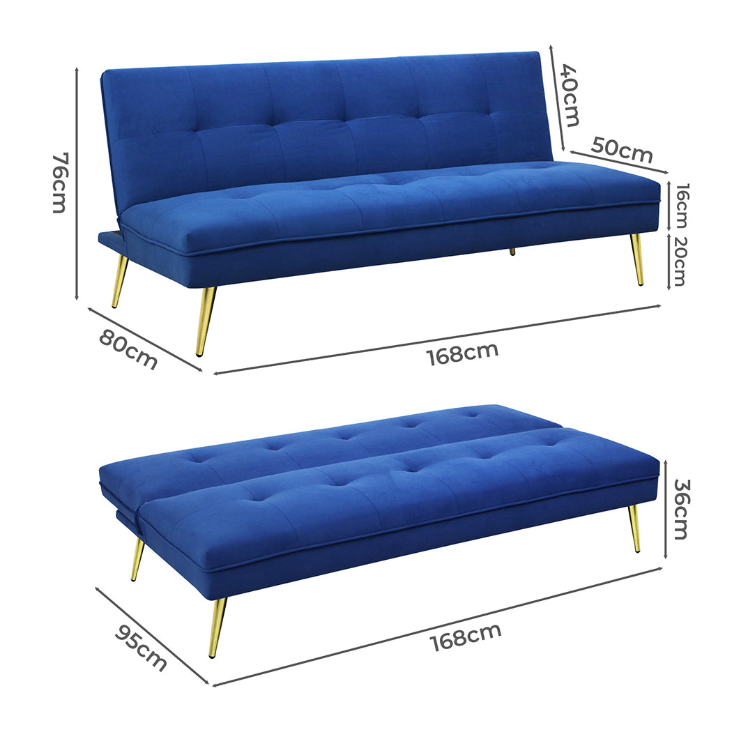 Levede Sofa Bed Convertible Velvet 3 Seater