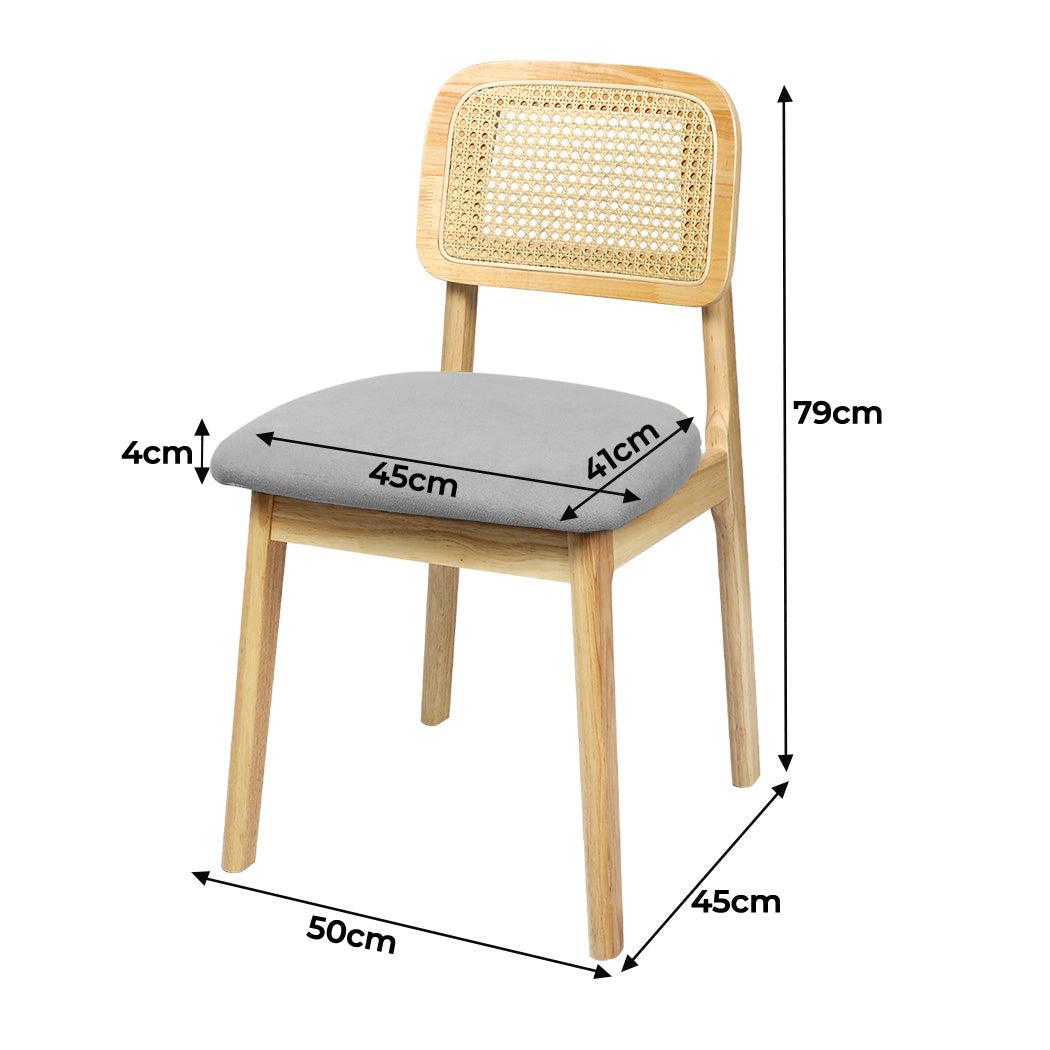 Levede Dining Chair Wood Rattan Armless Natural x4