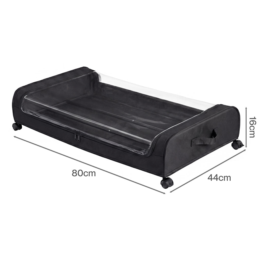Levede 2x Under Bed Storage Containers for Shoe and Apparel Clear-Lidded Black