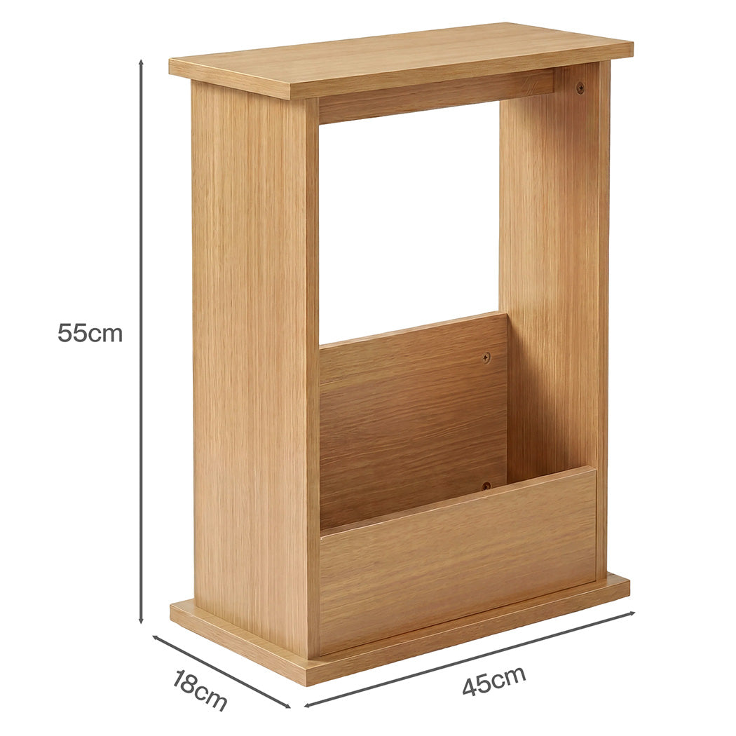Levede Narrow Side Table Magazine Rack Slim End Bedside Storage Table Bedroom