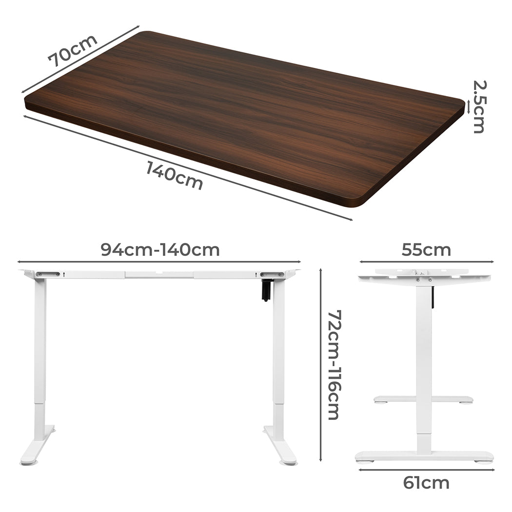 Levede Motorised Standing Desk Adjustable 140cm Walnut 1000x 1MM