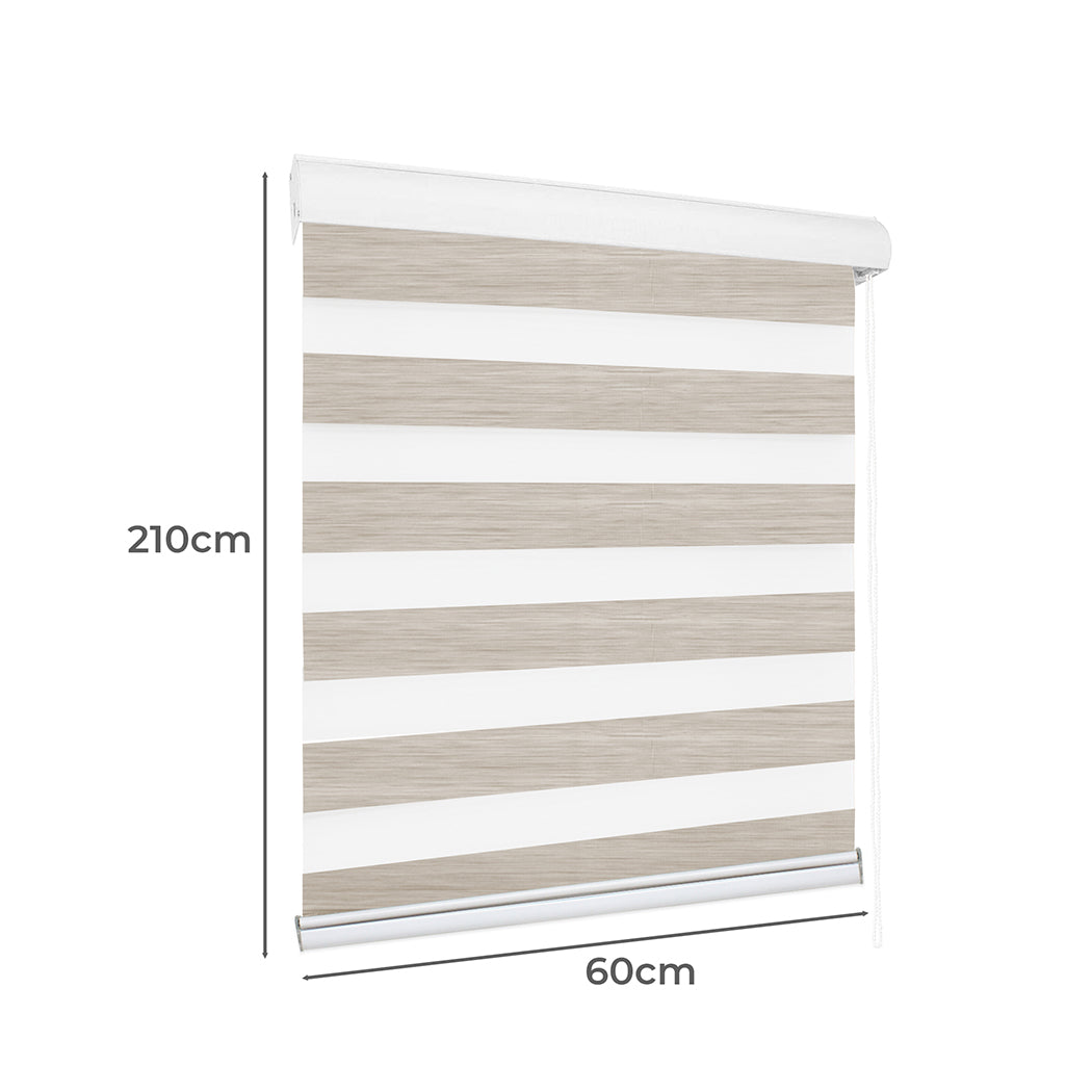 Marlow Blackout Zebra Roller Blind Curtains 60x210 Beige