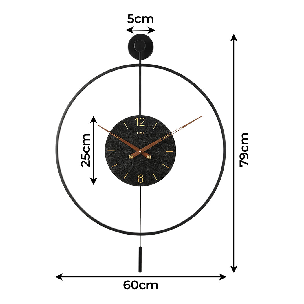 Yezi Round Wall Clock 60cm Large Modern Home Decoration