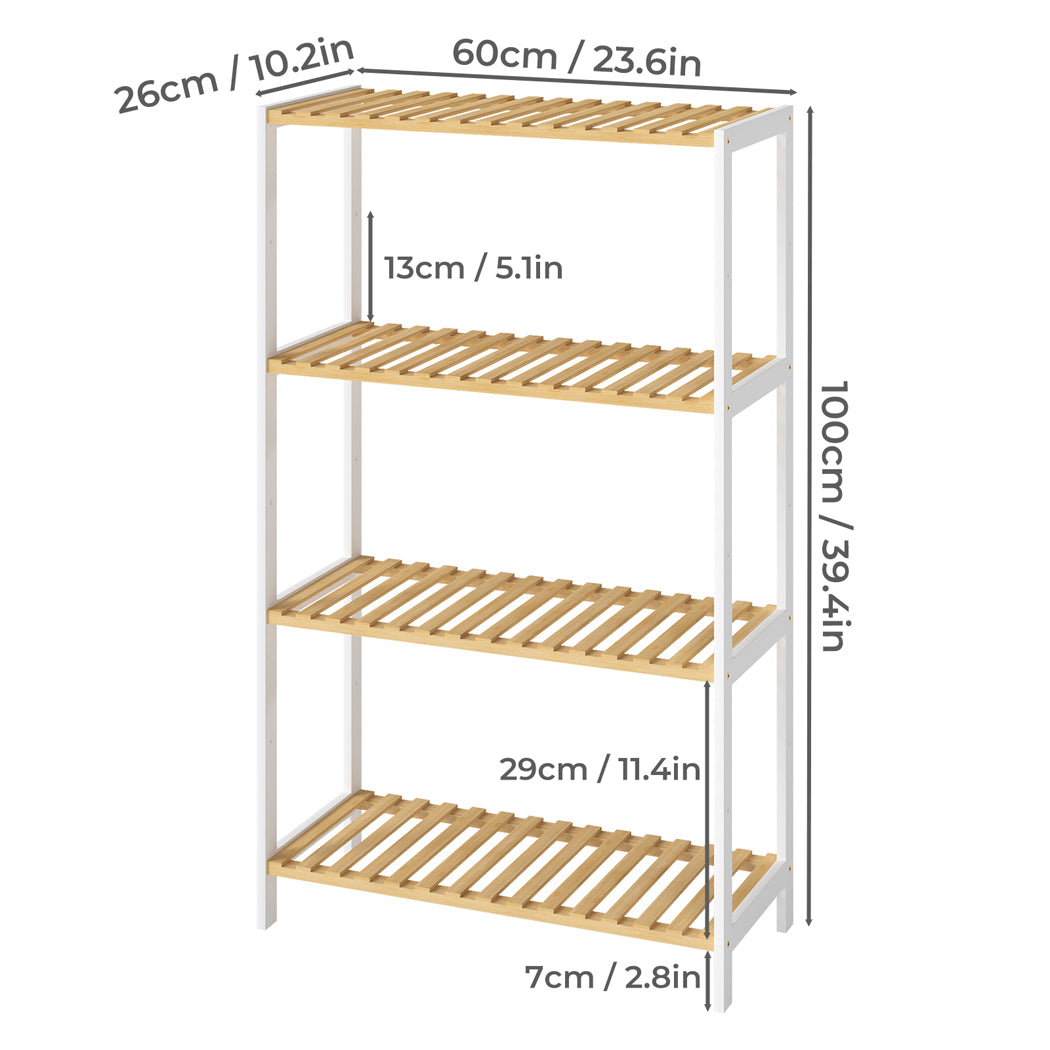 Levede Bamboo Storage Rack 4 Tier Shelf Shoe Organiser