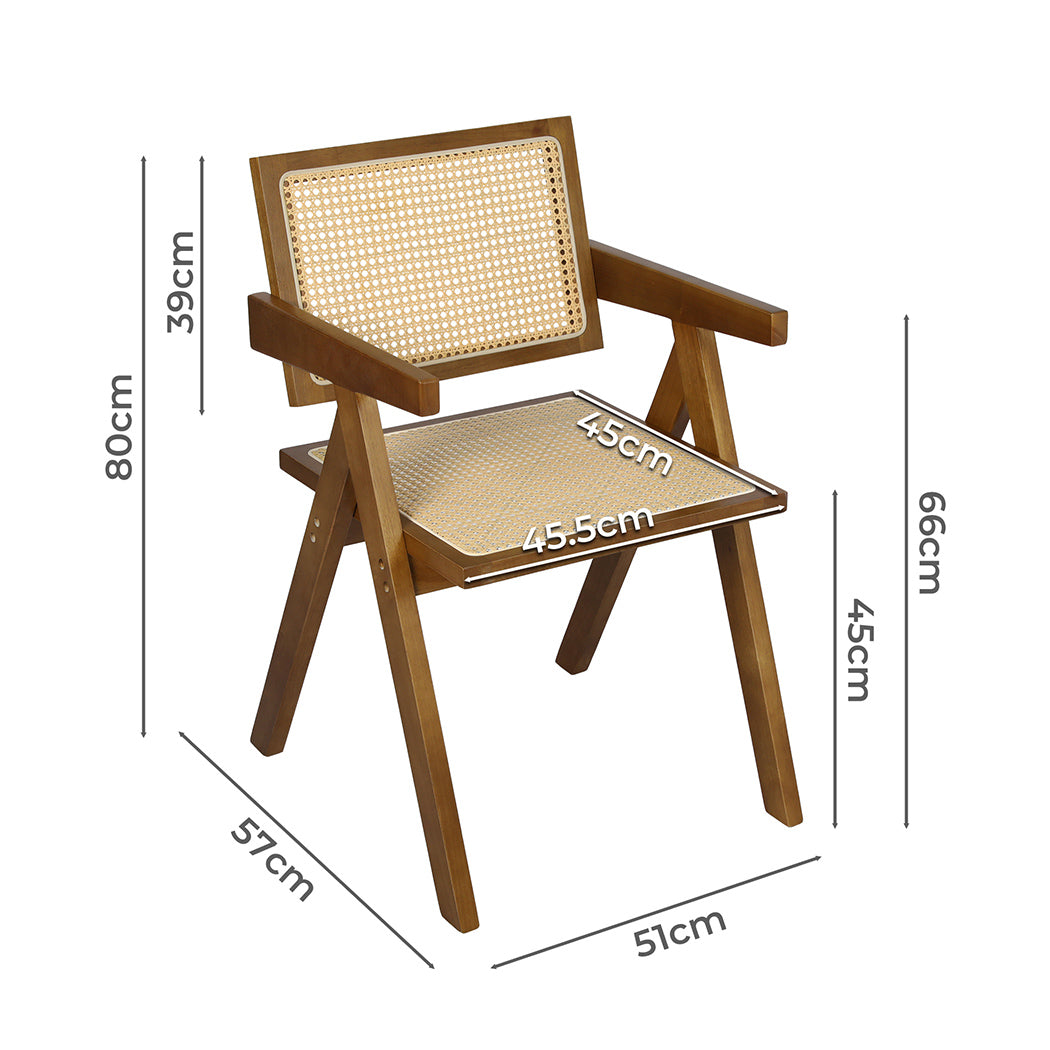 Levede 2x Walnut Wicker Armchair Dining Chair