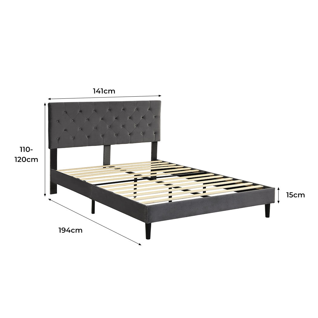 Levede Bed Frame Double Size Mattress Grey