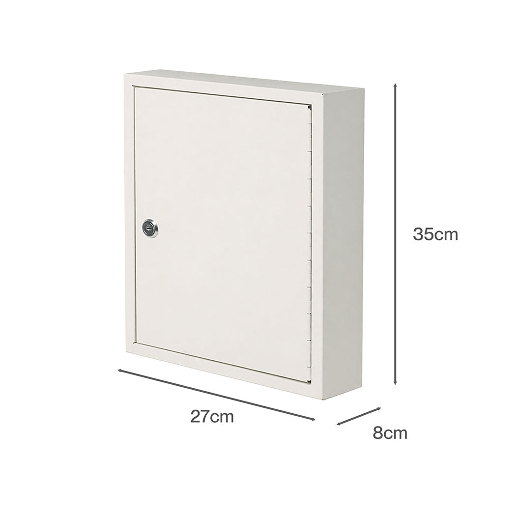 Levede Key Safe Cabinet 42-Key Wall Mount Steel Lock Box White