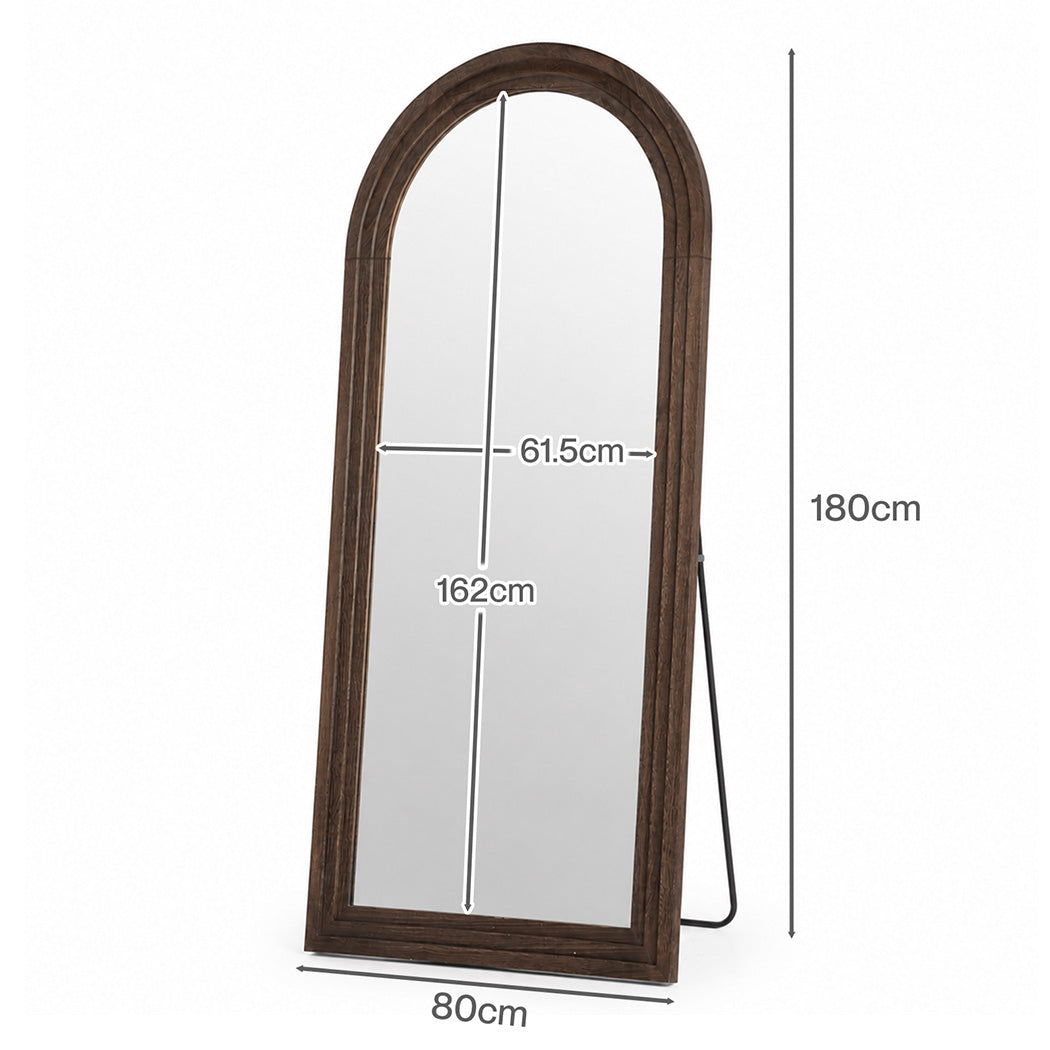 Yezi Mirror Full Length 4mm Tempered Glass Stand Lean Mount Bedroom Brown