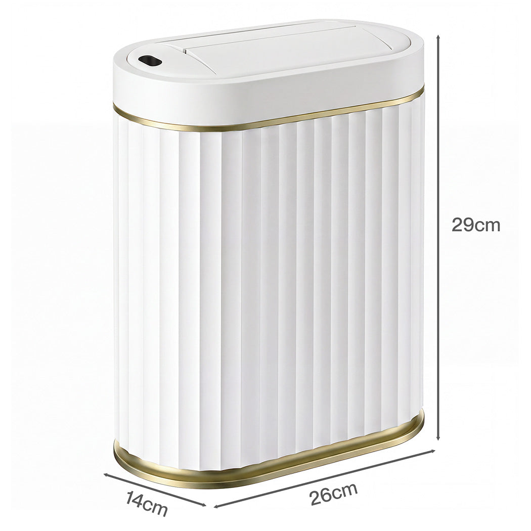 Toque Sensor Rubbish Bin Automatic Touchless 7L Butterfly Lid Bathroom White