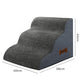 Pawz 3 Steps Pet Stairs Dog Ramp High Density Foam Grey
