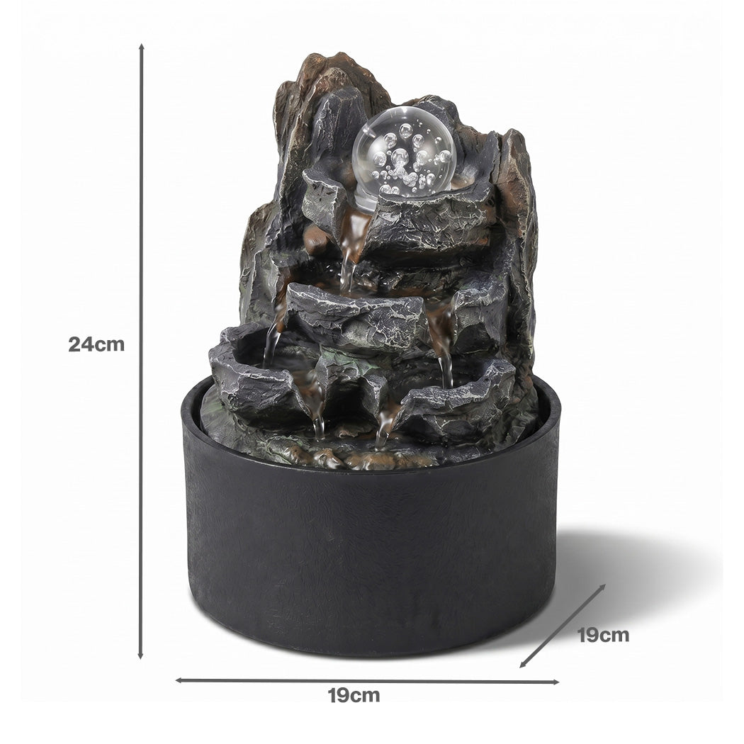 Spector Tabletop Water Fountain Resin Indoor Water Feature 3 Flow Levels Office