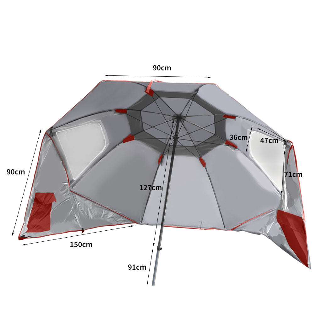 Mountview Beach Umbrella Outdoor Umbrellas Red 2.33M
