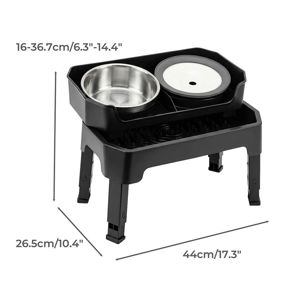 Pawz Raised Dog Bowls Adjustable Elevated Feeder Slow Feeder Lick Mat Foldable