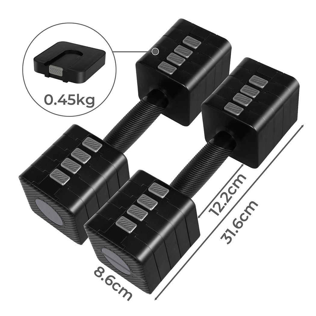 Centra A Pair 2.8KG-10KG Dumbbells Black