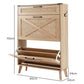 Levede Shoe Cabinet Shoe Storage Slim with 2 Flip Drawers Entryway Light Brown