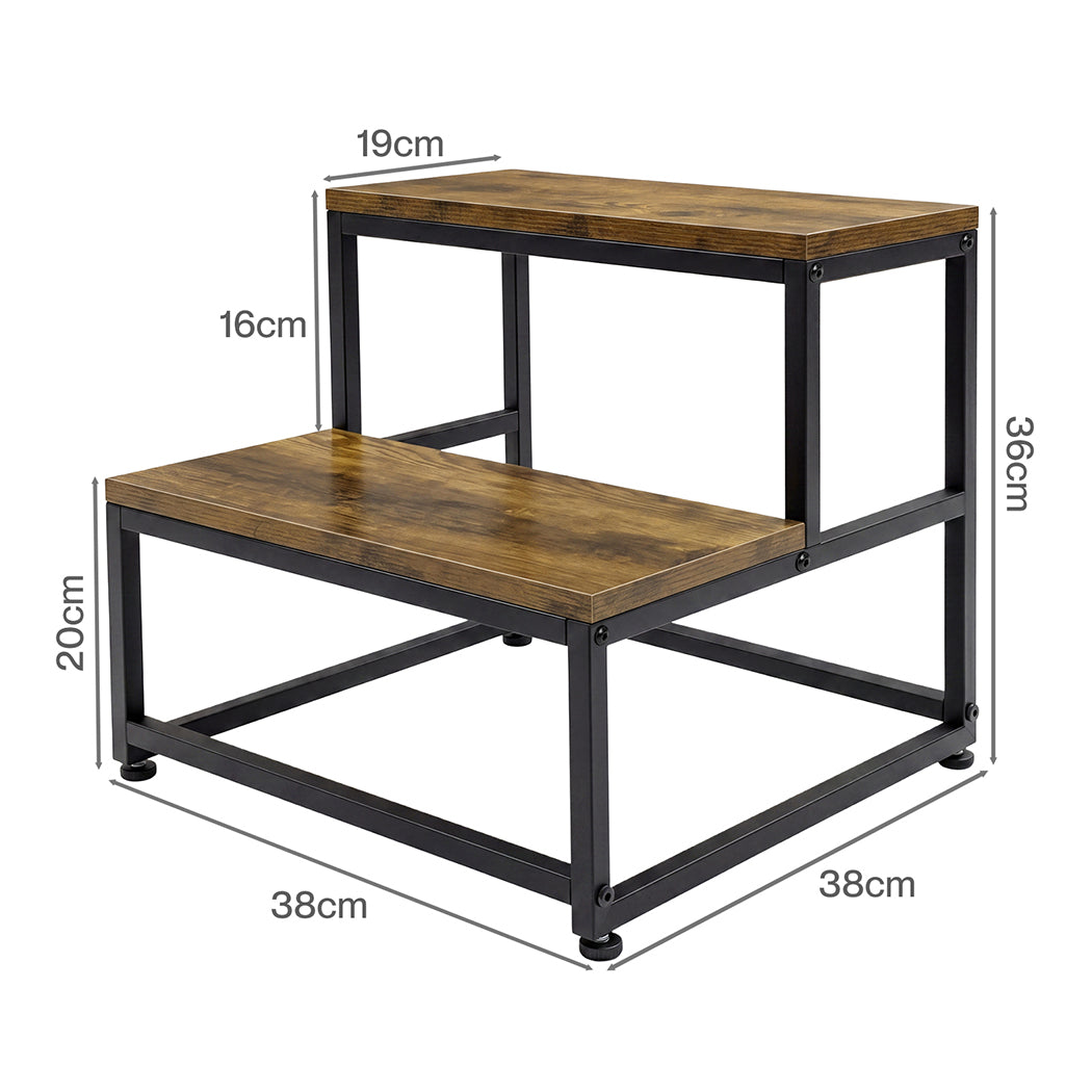 Levede 2-Step Stool Non Slip Portable Bathroom Kitchen Kids Adult Pet Use Brown