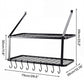 Toque Metal Pot Pan Rack Hanging Kitchen Shelf Wall Mounted Organizer 10 Hooks
