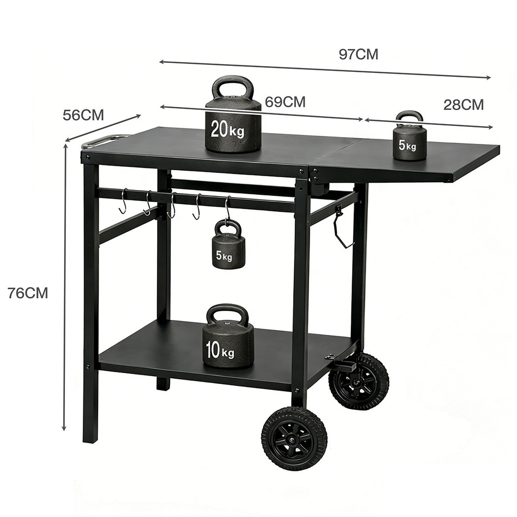 Levede Outdoor Kitchen Cart Mobile Foldable Food Prep BBQ Grill Dining Table