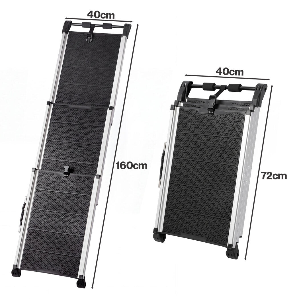 PaWz Dog Ramp Foldable Extendable with Reflective Strips Non Slip for Car Black