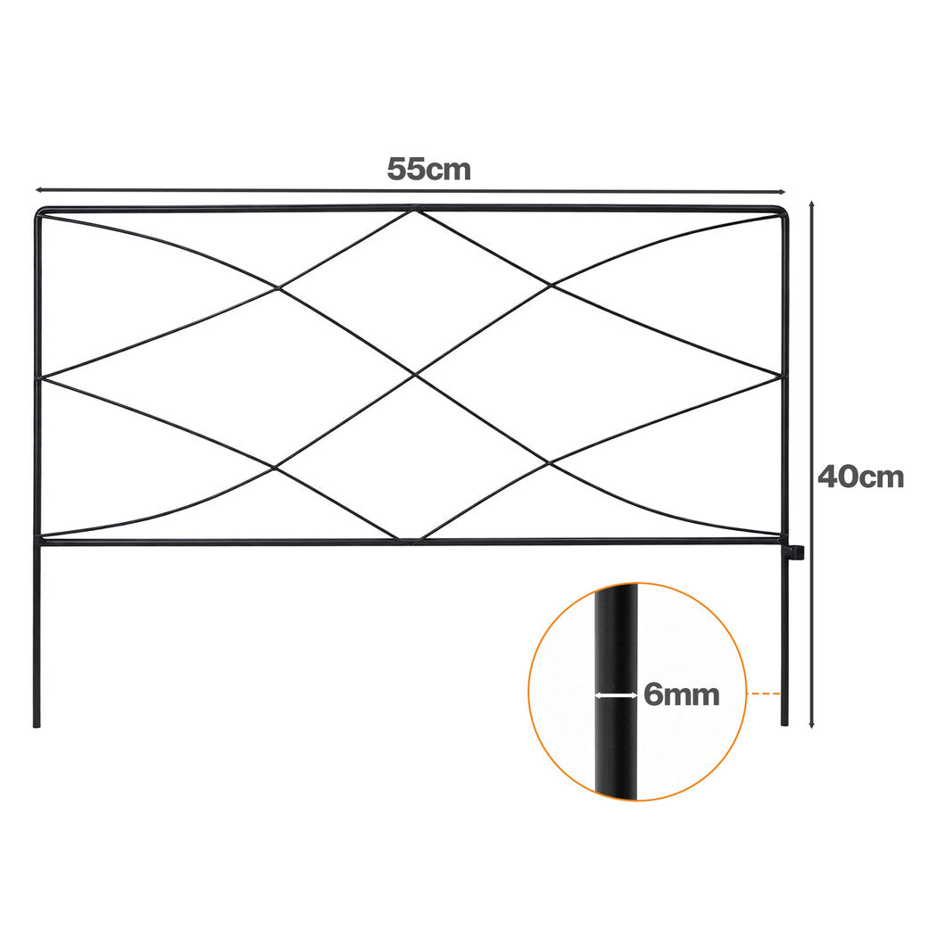 Lambu Garden Fence Panel 5 Pc Q195 Steel Rust Proof Border for Flower Beds Black