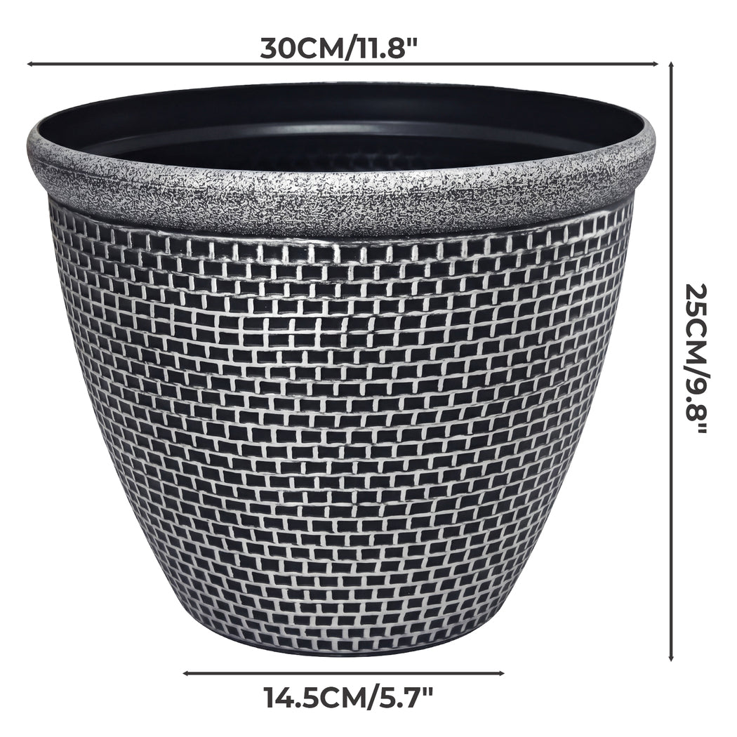 Toque Plastic Plant Pots 30cm Outdoor Garden Planter 2 Pcs With Drainage Holes
