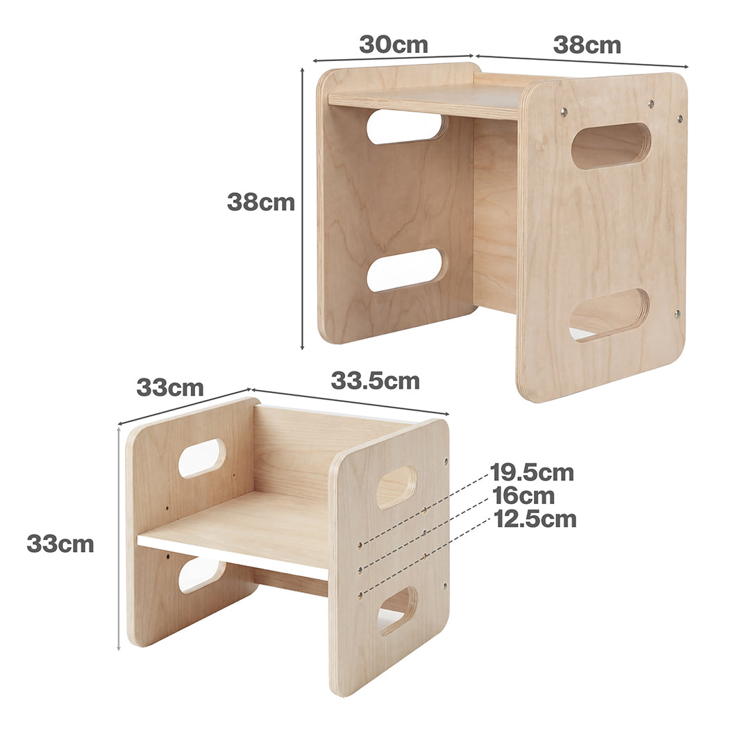 Levede Kids Table and Chair Set Dining Adjustable Toddler Activity Desk Wood