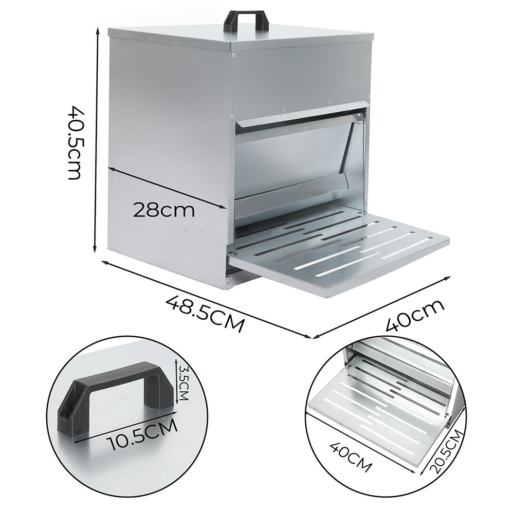 PaWz 10KG Auto Chicken Feeder Dispenser Galvanised Steel