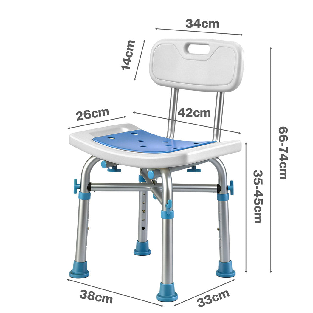 Levede Shower Chair Adjustable Height Safety Seat Bench Bathroom Safety Assist