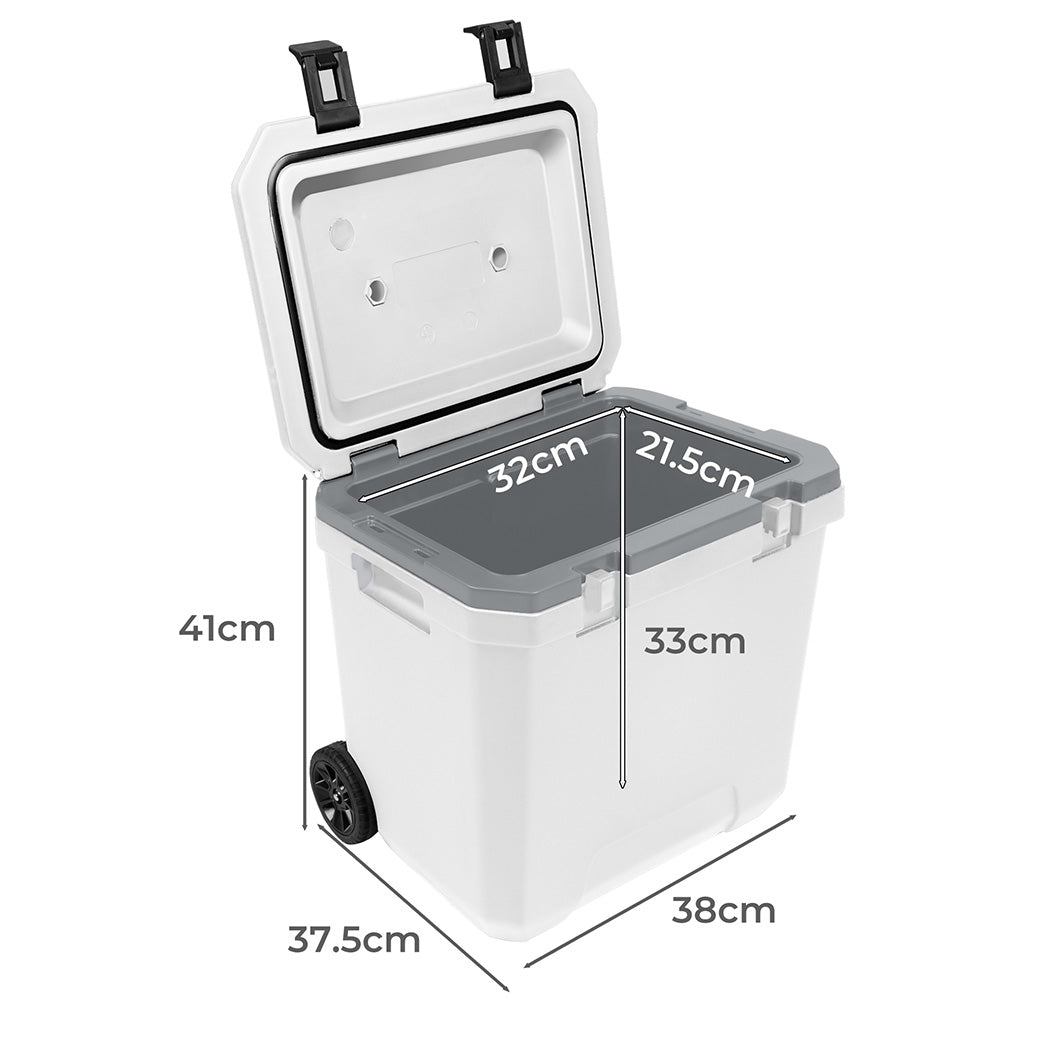 Mountview Cooler Ice Box 27L/43L Portable Chest Trolly For Camping BBQ Picnic
