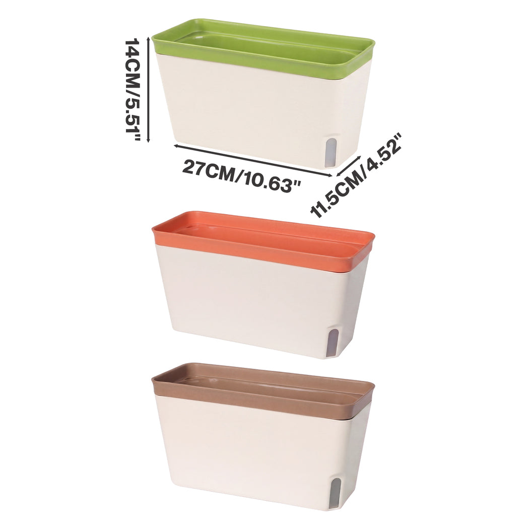 Toque Self Watering Plant Pots 3 Pcs Indoor Planter Box Vegetable Flower Garden