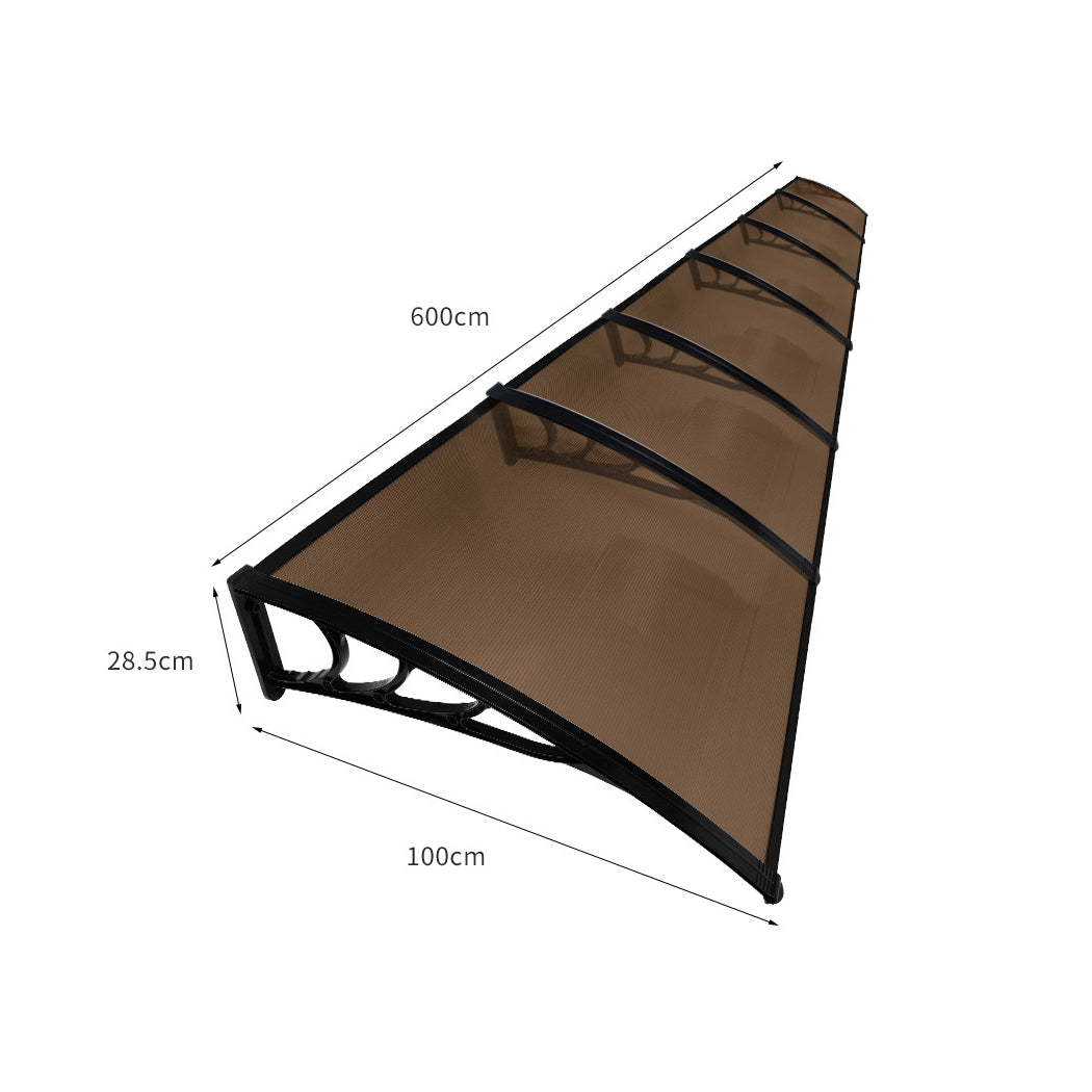 Mountview Window Door Awning Outdoor 1M X 6M Brown 1x6M