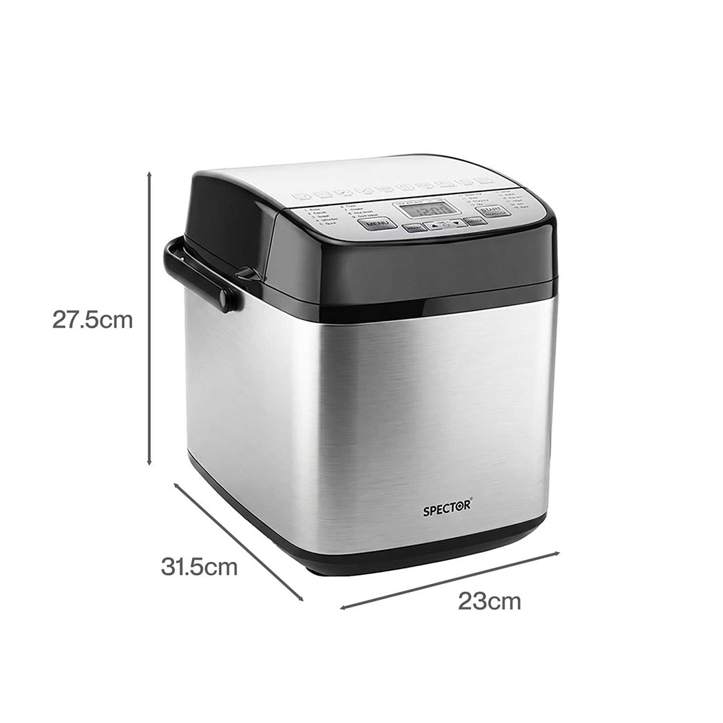 Spector Automatic Bread Machine 19-in-1 1.5Lb 15H Timer Compact Home Baking