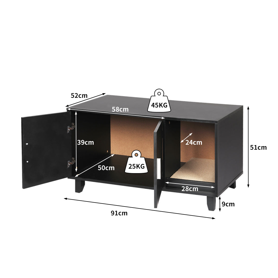 PaWz Enclosed Cat Litter Cabinet Box Black