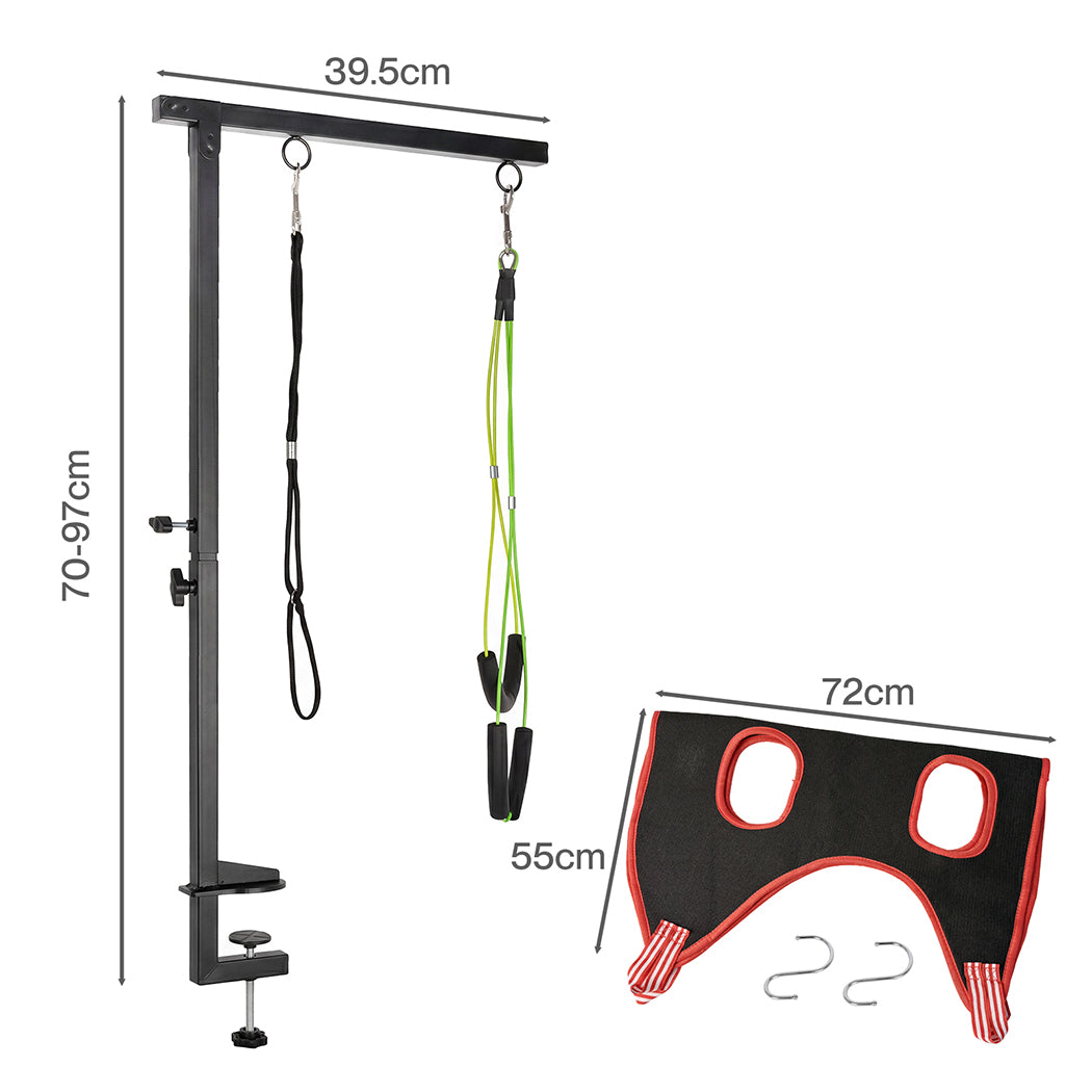 Pawz Dog Grooming Hammock Table Arm Adjustable 70-97cm Steel Clamp 2 Holders