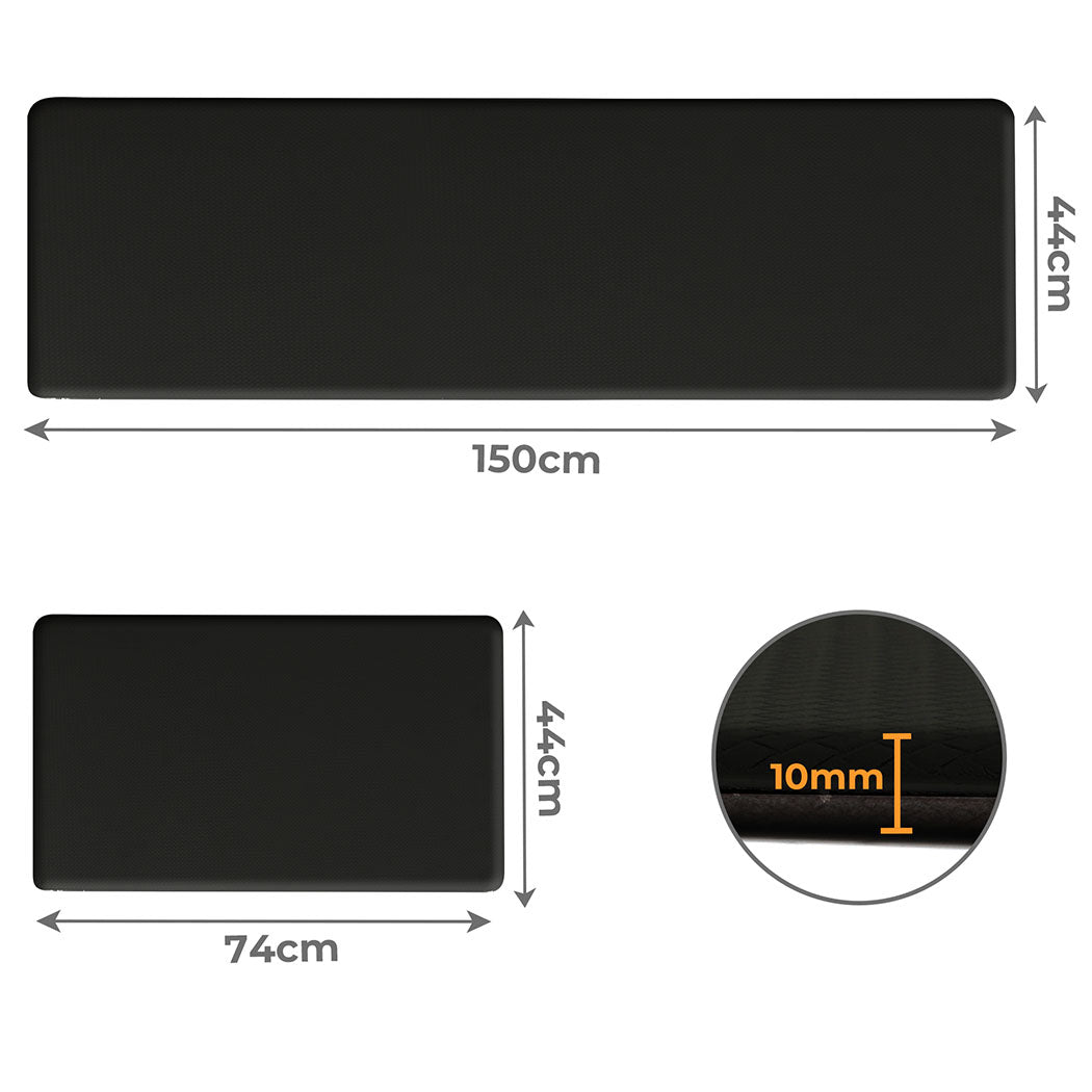 Marlow Kitchen Rug 2PCS Non Slip Anti Fatigue Mat Black