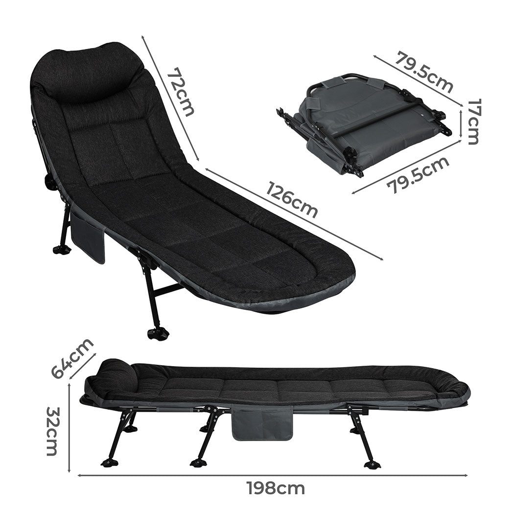 Levede Folding Camping Bed Camp Cots Black