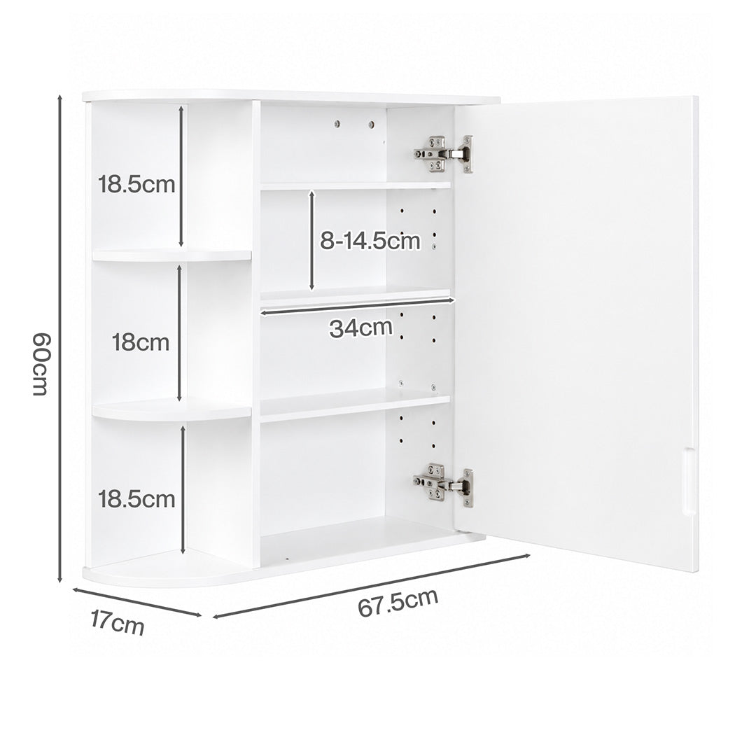Levede Bathroom Mirror Cabinet Wall Storage Adjustable Shelf Bedroom White