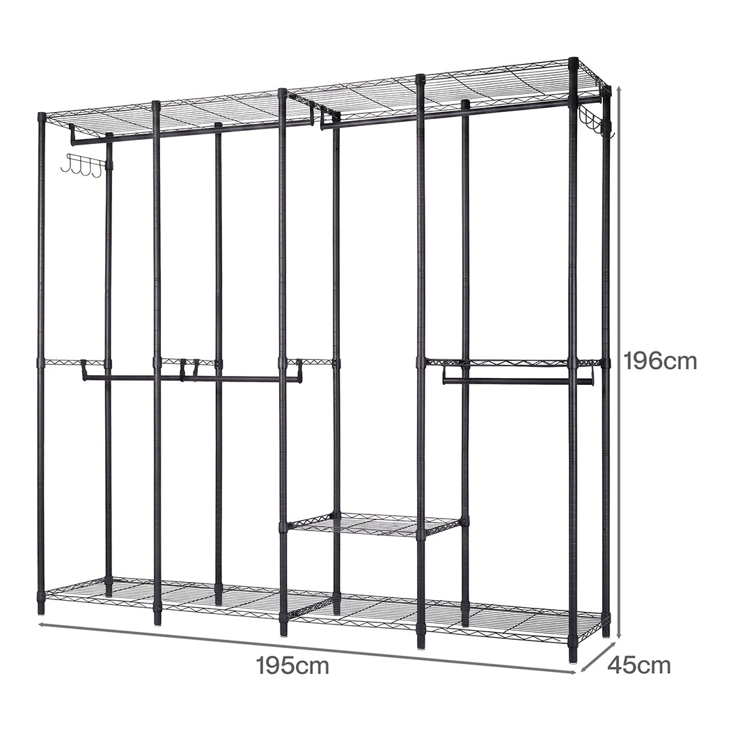 Levede Heavy Duty Clothes Rack Organizer 500kg Carbon Steel Bedroom Black