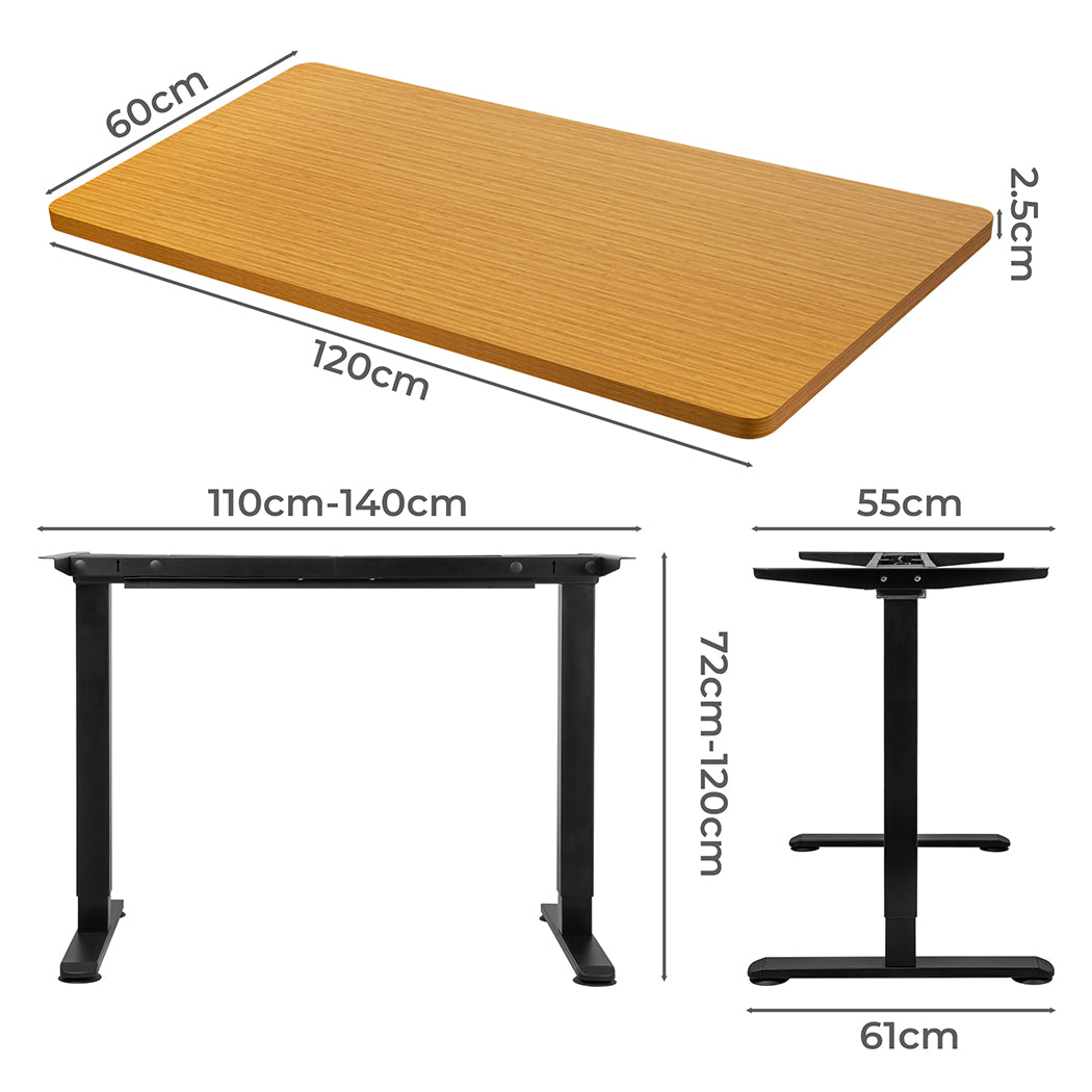 Levede Motorised Standing Desk Adjustable 120cm Natural 800x 1.5MM