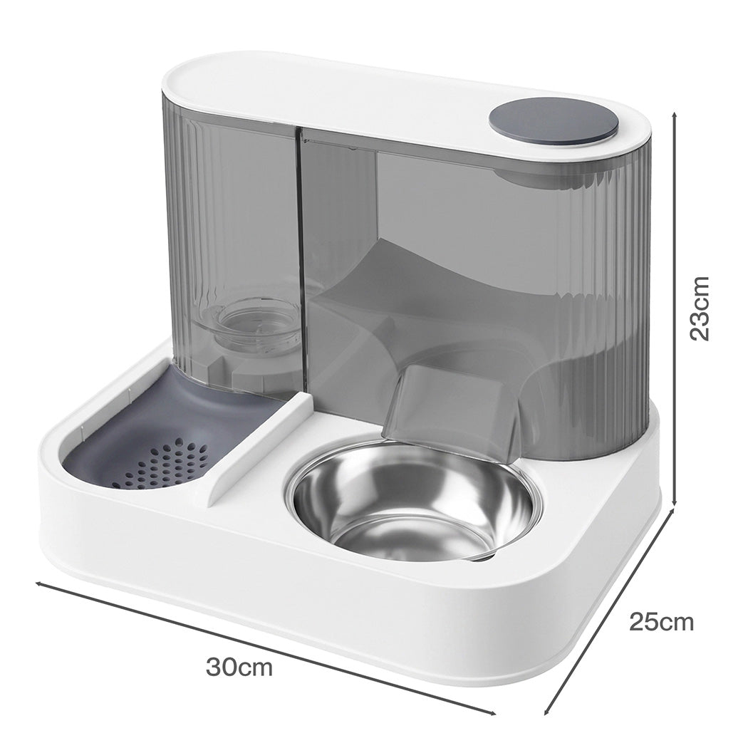 PaWz Automatic Cat Feeder Gravity Food and Water Dispenser for Home Travel White