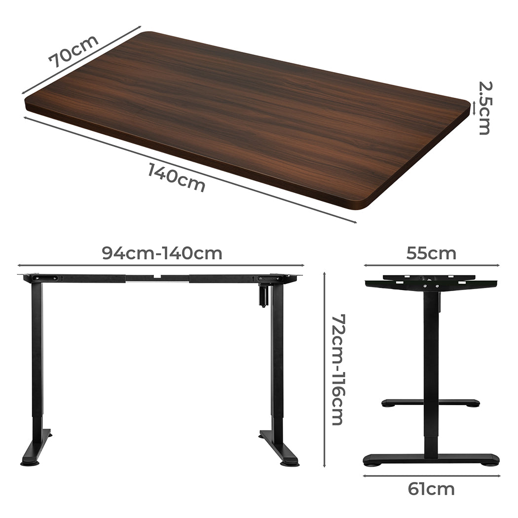Levede Motorised Standing Desk Adjustable 140cm Walnut 1000x 1MM