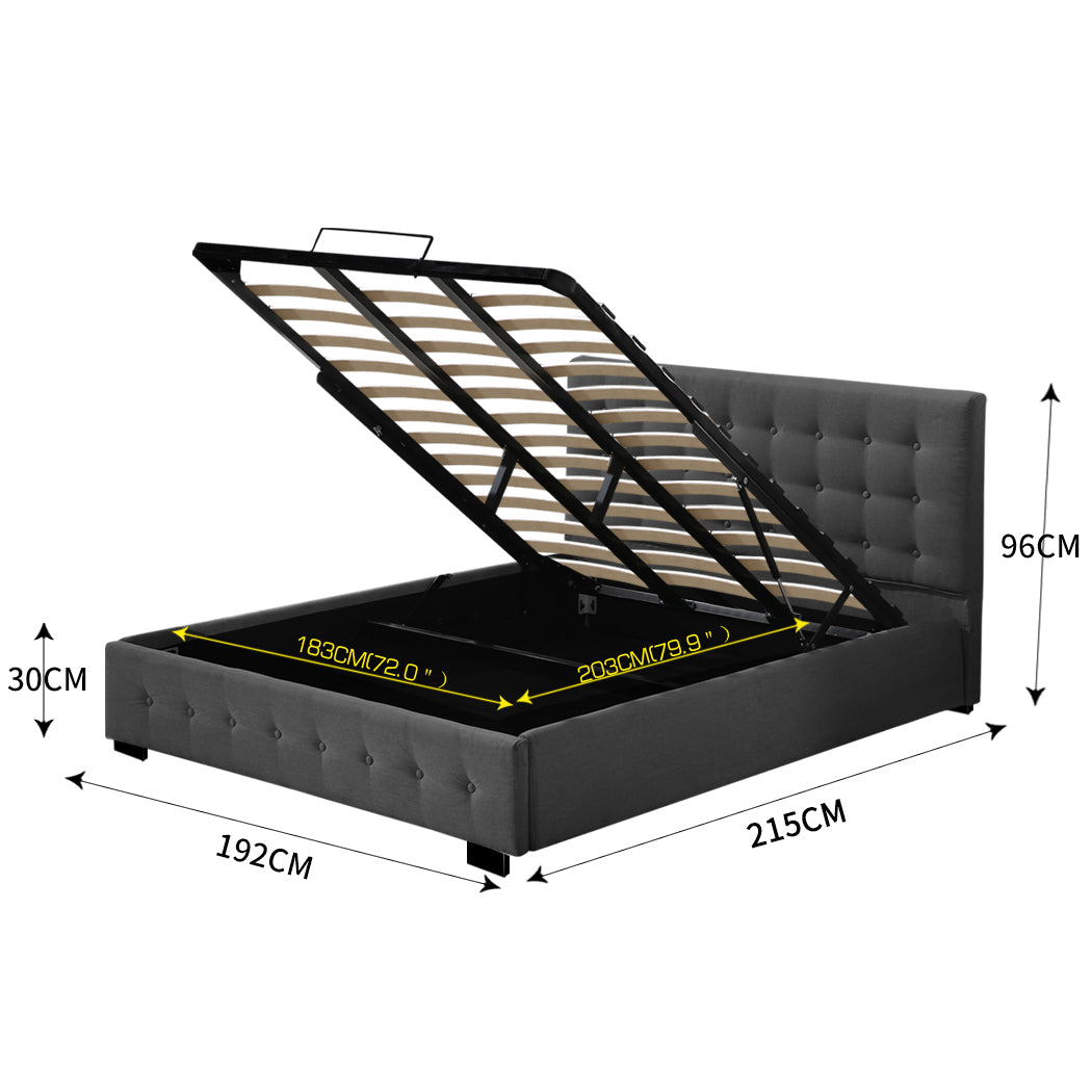 Levede Fabric Bed Frame King Tufted Dark Grey