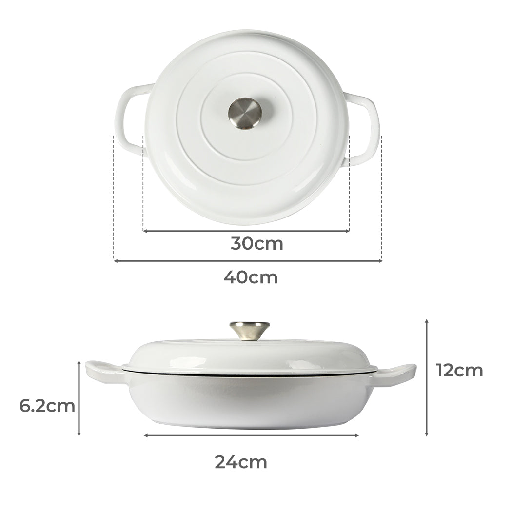 TOQUE 3.5L Enamel Dutch Oven Pan in White Colour