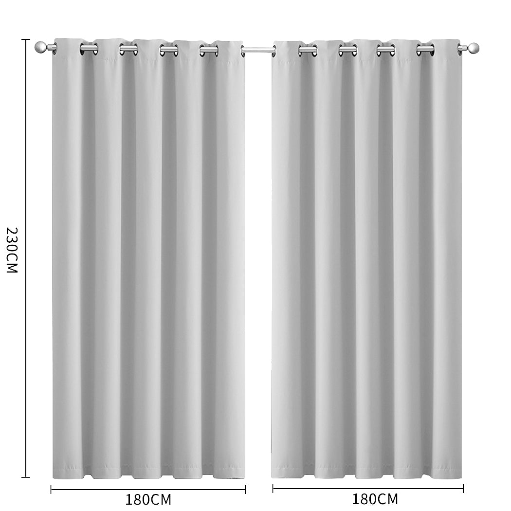 2x Blockout Curtains Panels 3 Layers Grey