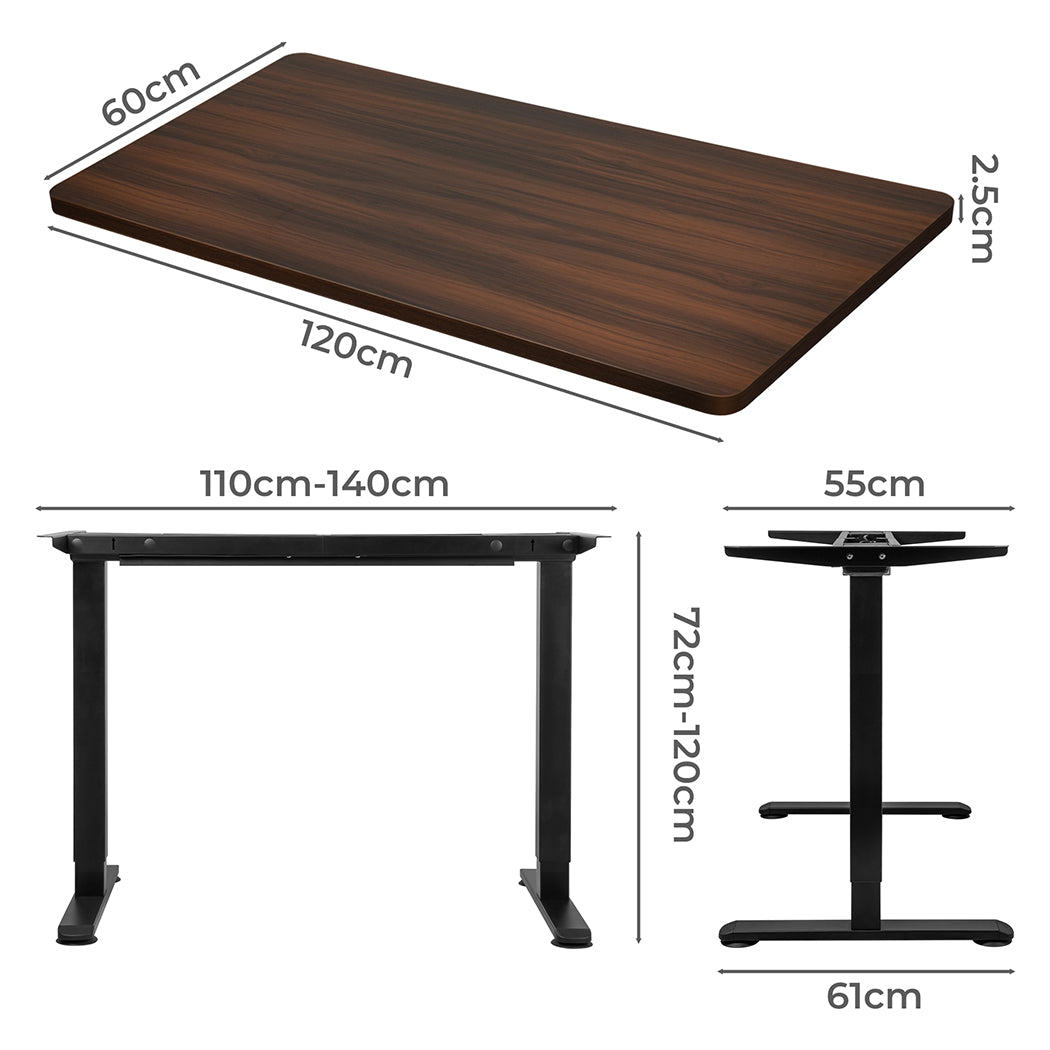 Levede Motorised Standing Desk Adjustable 120cm Walnut 800x 1.5MM