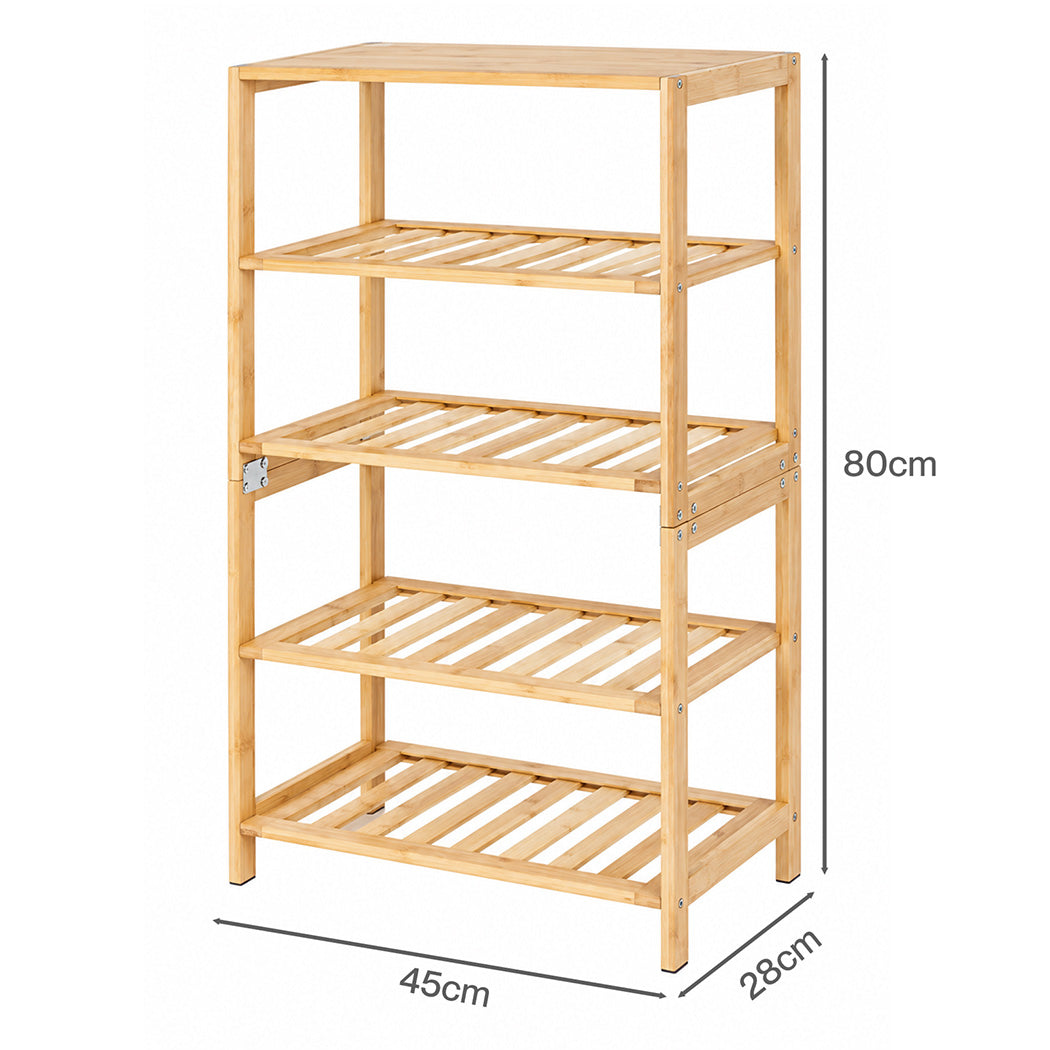 Levede Shoe Rack 5 Tier 25kg Storage Stand Multipurpose Shelfs Entryway Bamboo