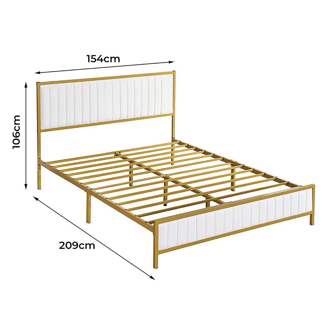 Levede Metal Bed Frame Under Bed Storage Queen Beige