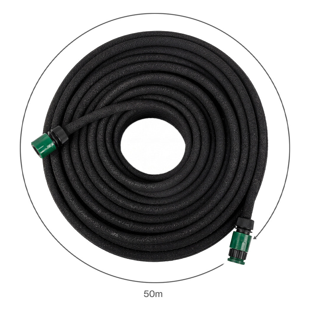 Traderight Soaker Hose 50M Deep Root Watering Even Flow for Garden Beds Black