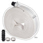 Traderight Hose Pipe Heavy 20m x 25mm Layflat PVC Pump Drainage with Clips White