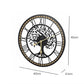 Yezi Wall Clock 40cm Vintage Tree Design Silent Quartz Iron Wood Black
